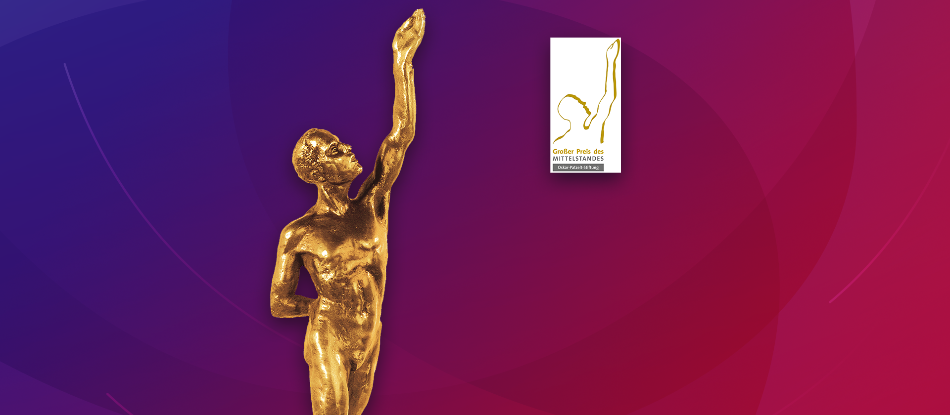 Statur des Großen Preises des Mittelstandes mit Logo rechts daneben